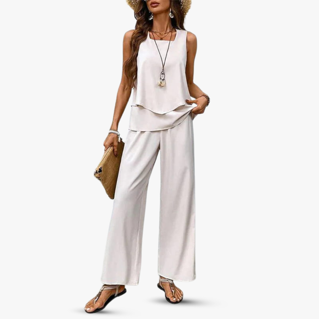 Amara™ - Premium Tvådelad Set med Ärmös Topp och Byxor