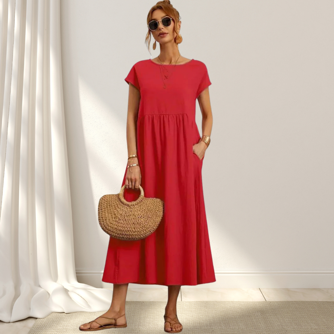 Clio™ – Elegant Sommarklänning – Lätt, Smickrande & Täcker Magen