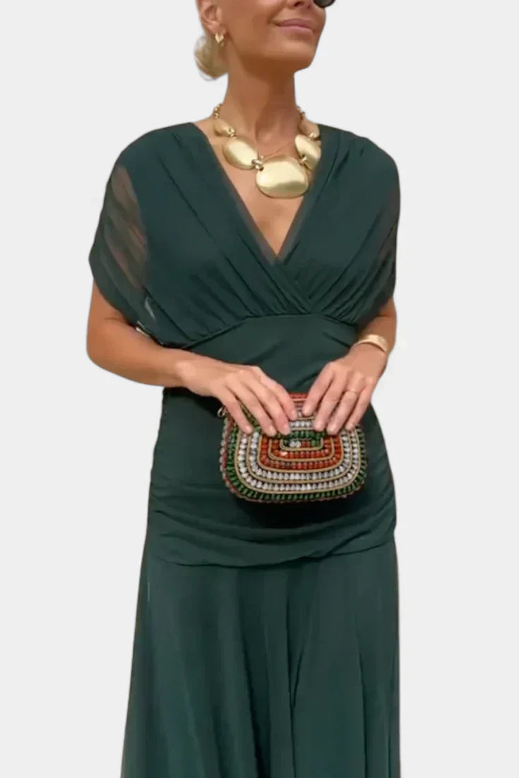 Florayne™ - Elegant V-ringad Flowy Midiklänning