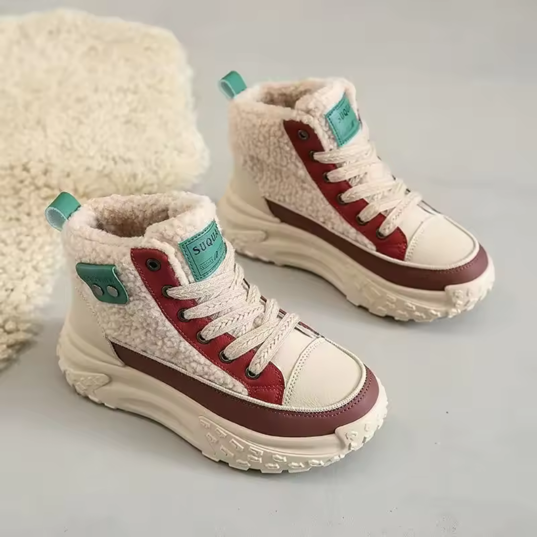 FrostWalk™ – Fodrade Platta Vinterstövlar för Kvinnor med Plyschfoder