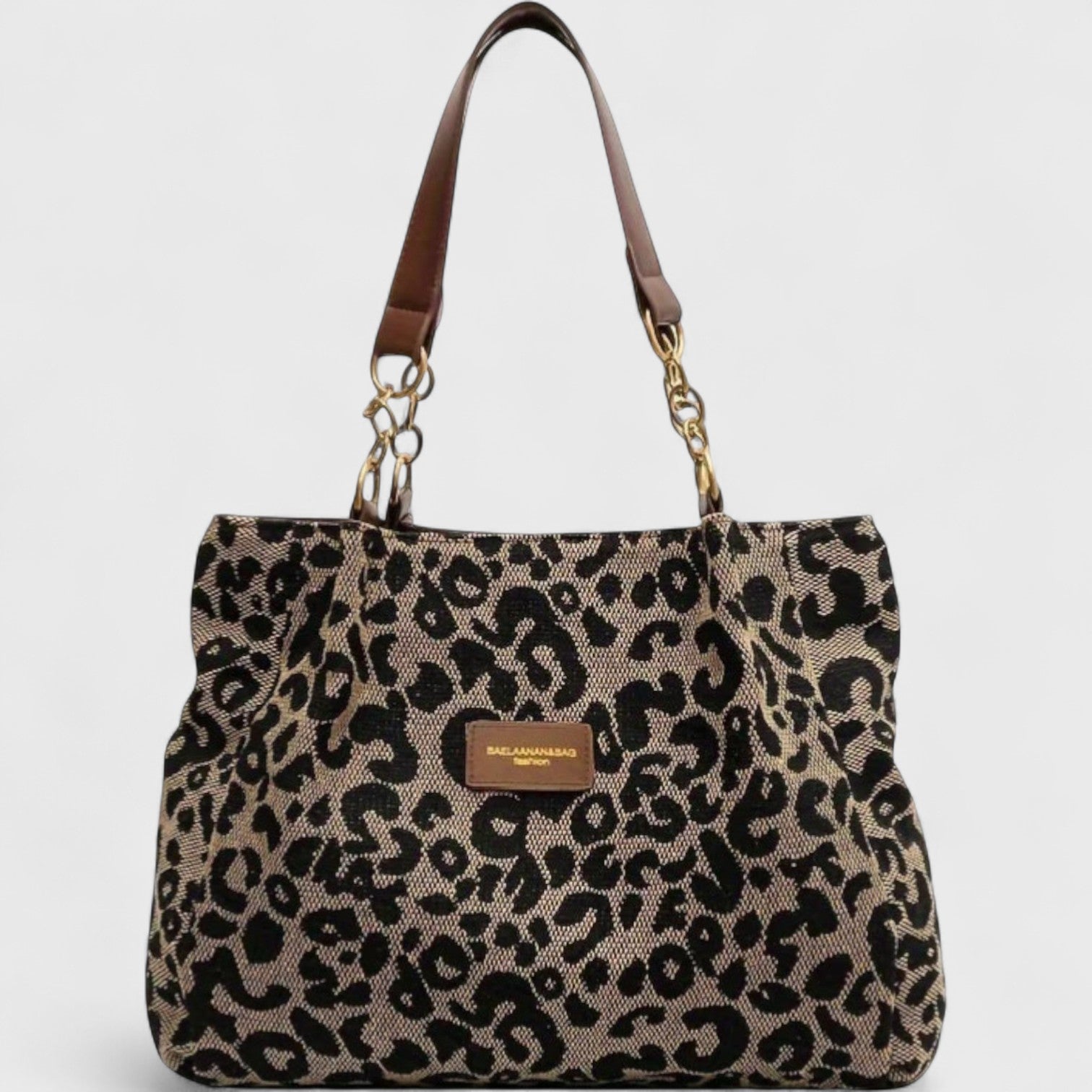 Savari™ - Leopardmönstrad Canvas Shoppingväska